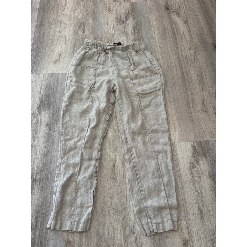 Quince 100% European Linen Tapered Ankle Pants Flax Beige Small